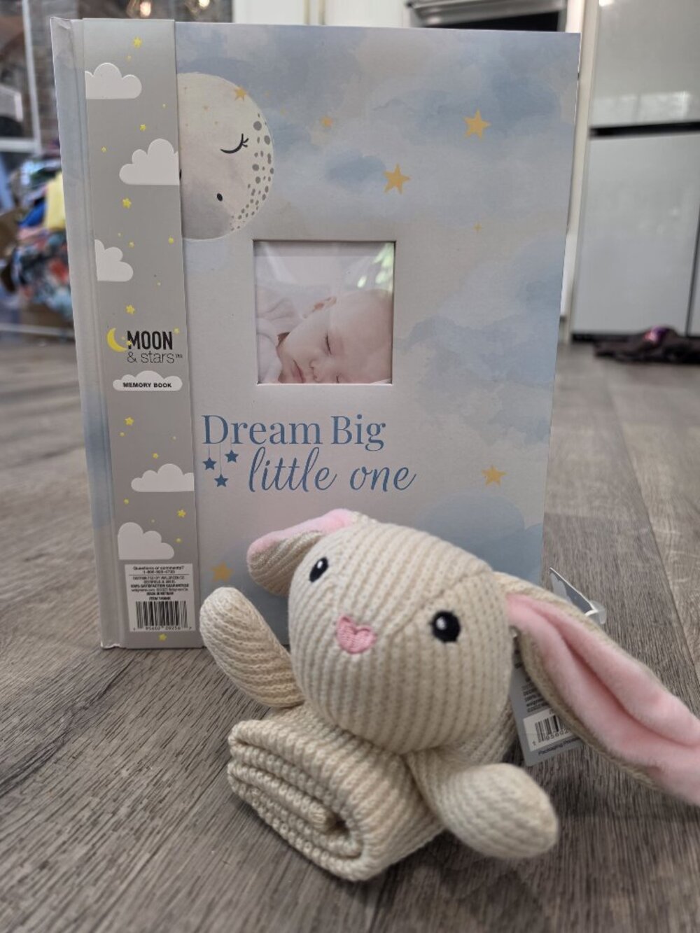 Dream Big Little One Baby Memory Book & Moon And Stars Lovey gift set NWT